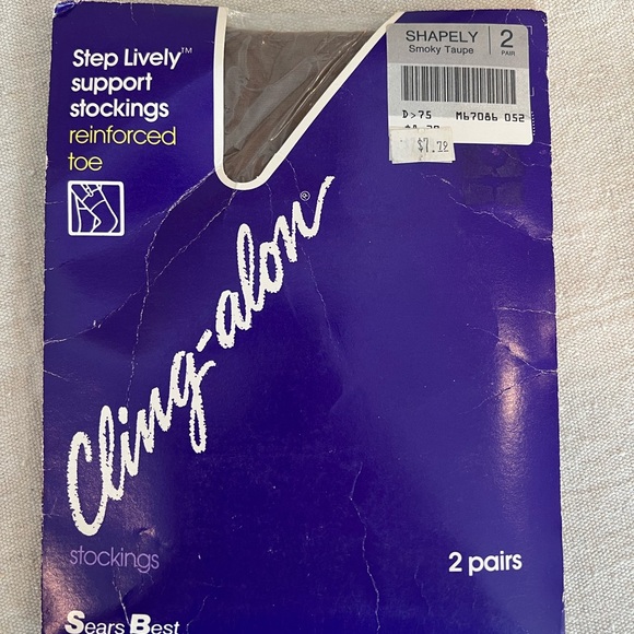 3 Pair Vintage Cling-alon Stockings Sears Shapely Size Smoky Taupe - Picture 2 of 5
